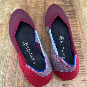 Rothy’s Berry Color Block Flat with Round Toe (Size 8)
